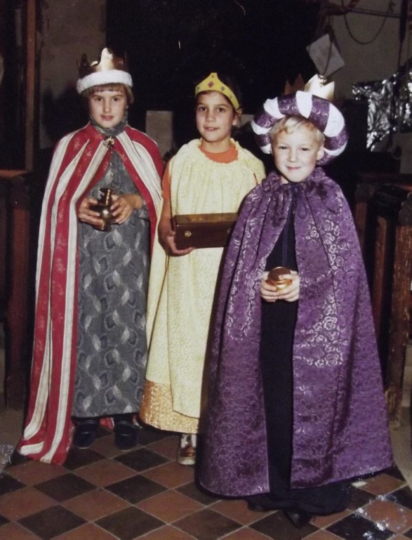 Three Market Lavington Kings for the Christingle service of 1984
